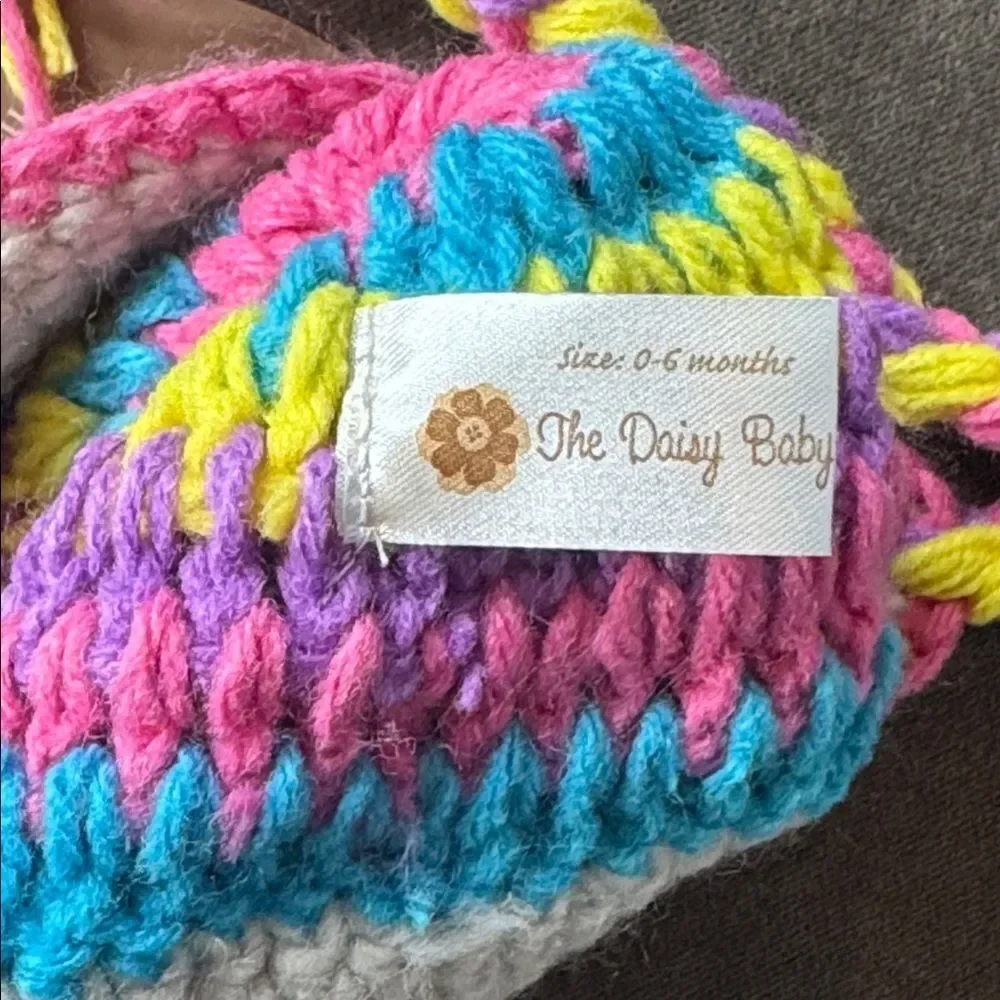 Daisy Baby Sock Monkey Infant Beanie Hat Multicolor Flower 0-6 months NEW